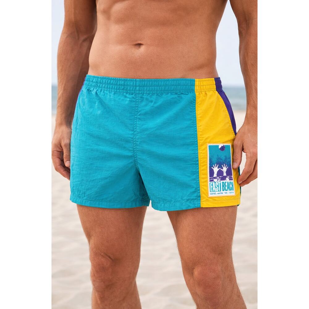 Vintage East Beach Retro 90s Short Swim Trunks Large